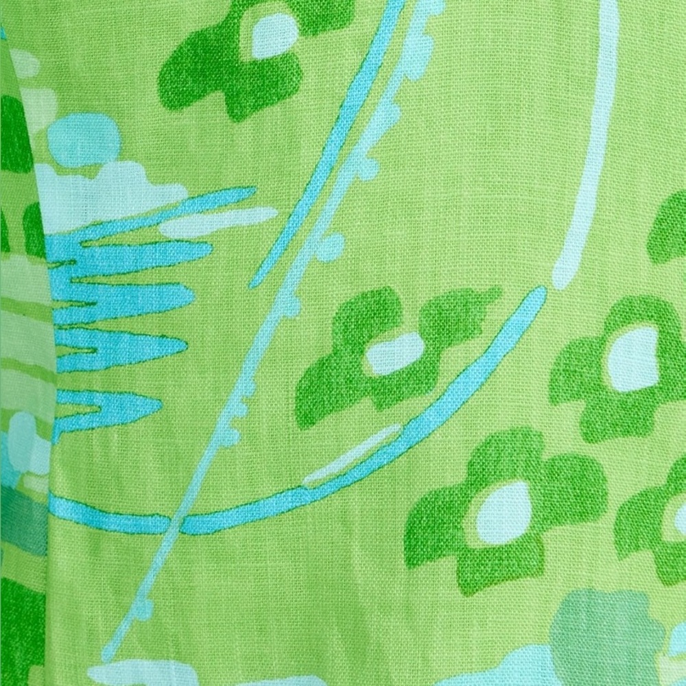 RHODE Dali Dress Puff Sleeve Linen Cotton Electric Eden Green Floral Print Sz 6 - Picture 5 of 10